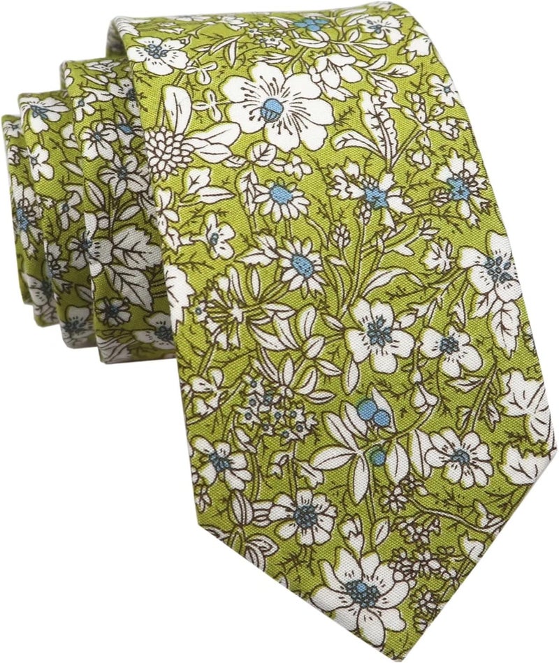 Elfeves Men's Skinny Solid Color Tie Causal Cotton Linen Narrow Slim cut Necktie - Image 1